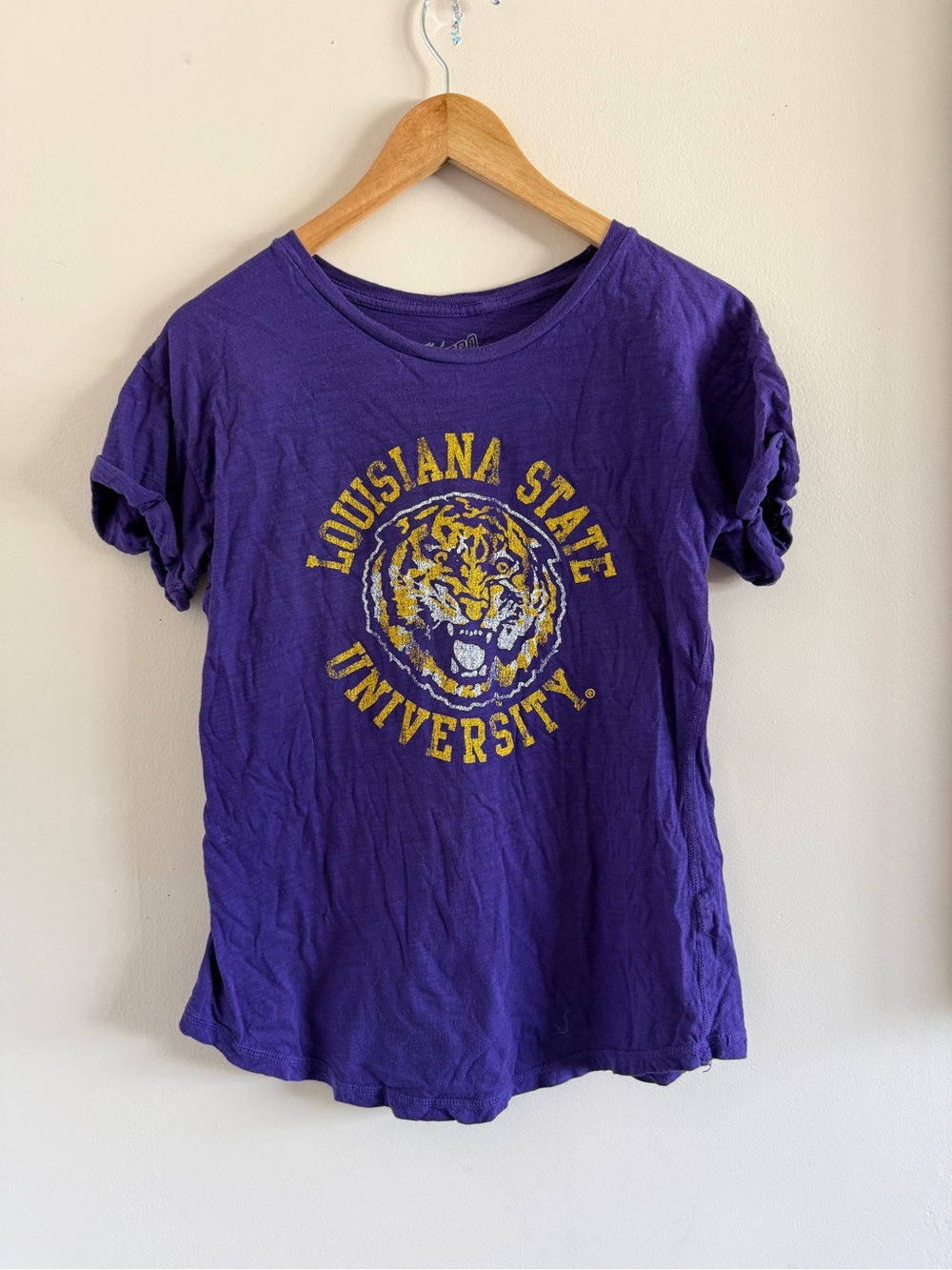 Original Retro Brand Purple LSU Tigers Crewneck Graphic Tee